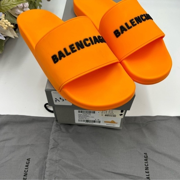 Men’s Balenciaga rubber pool slides logo size 46 made in Italy - Picture 9 of 9